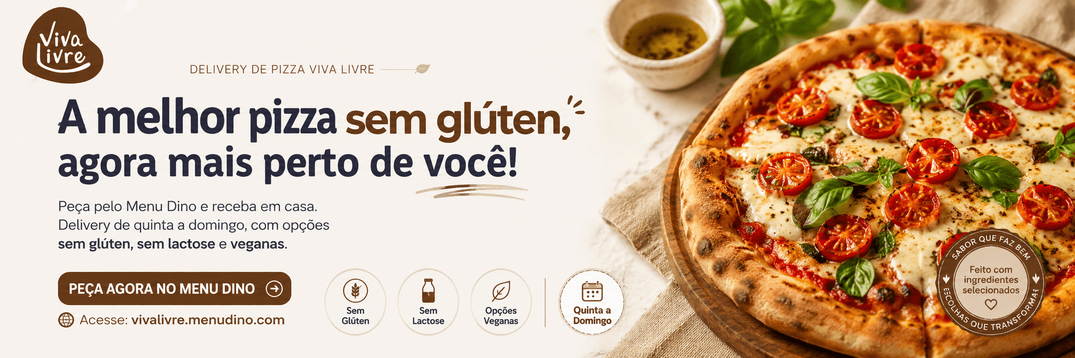 Delivery de Pizza Sem Gluten Viva Livre - Peca agora no Menu Dino
